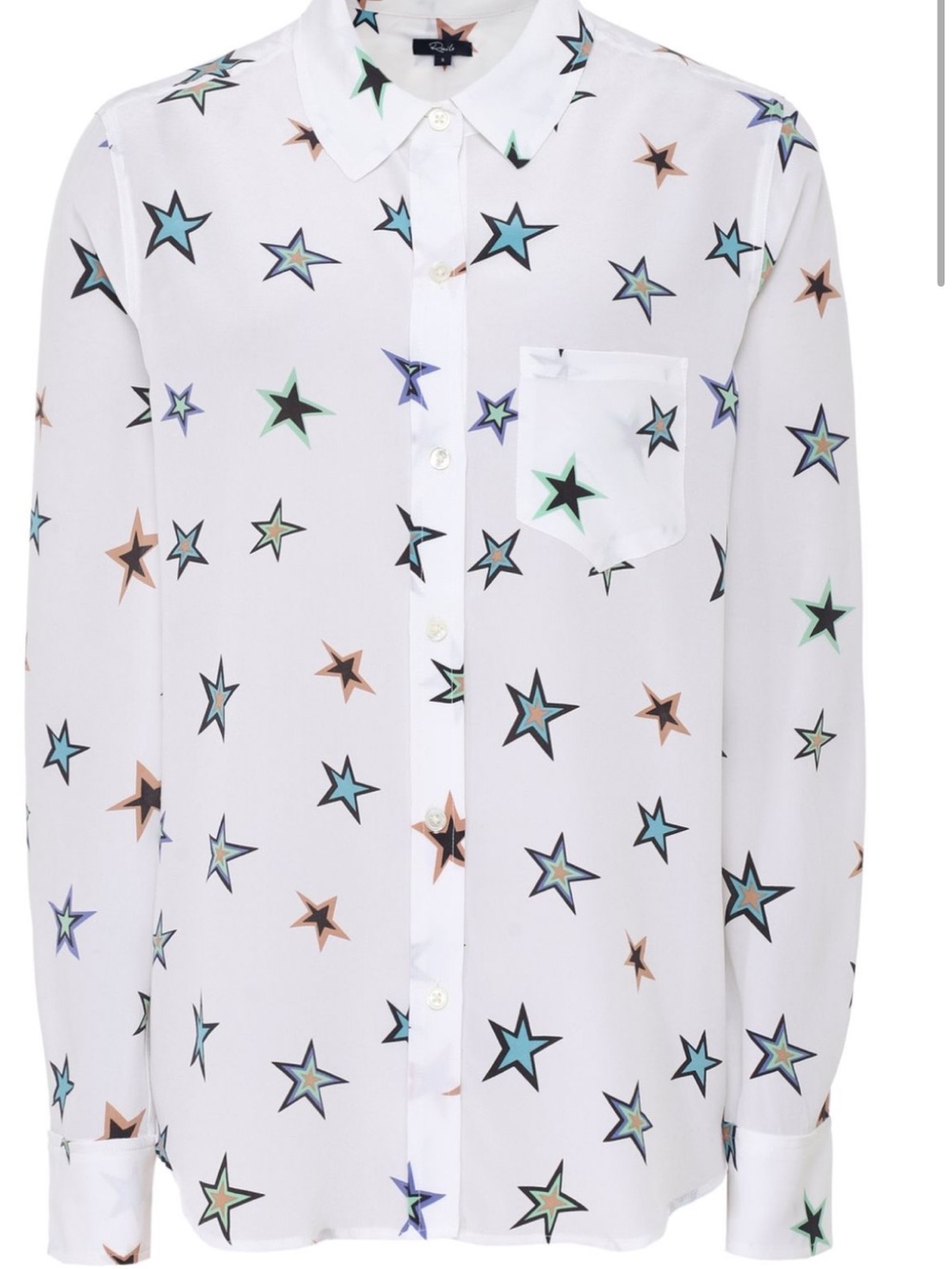 Rails Kate White Star Print Shirt with Teal and Black Accents